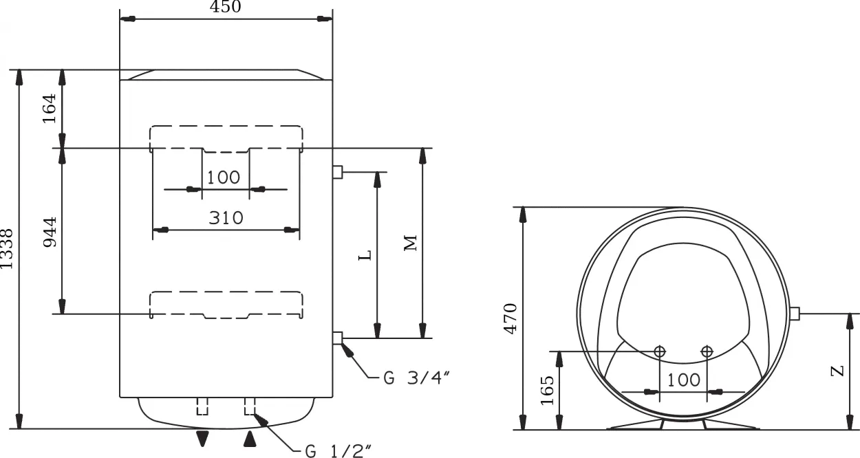 Водонагреватель Ariston PRO1 R INOX ABS 100 V 1.5 кВт, погружной ТЭН, белый-0