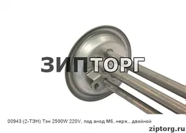 Тэн 2500W 220V, под анод М6, нерж , двойной для водонагревателей Thermex (Термекс)